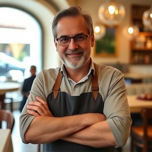 Foto di Luca Martini, proprietario di un ristorante a Bologna