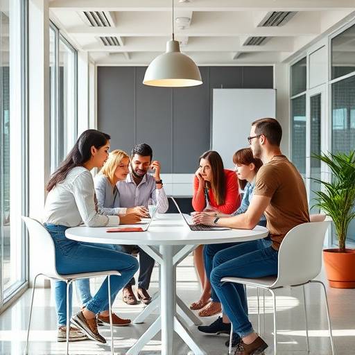 Immagine di un gruppo di persone che collaborano in un ufficio moderno a Bologna